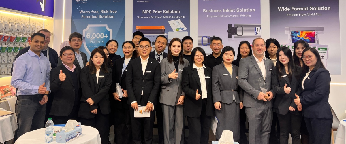 Visitors exploring the G&G booth at an international exhibition