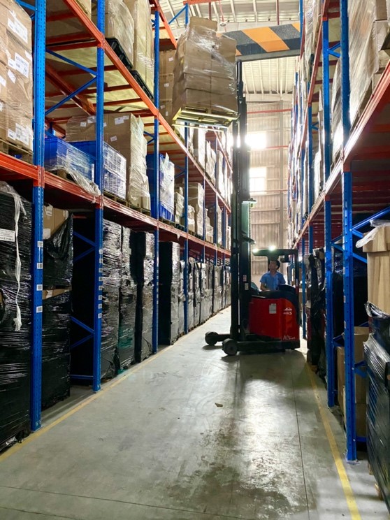 A large logistics warehouse located in Zhuhai China, provides dedicated space for hundreds of thousands of empty toner cartridges