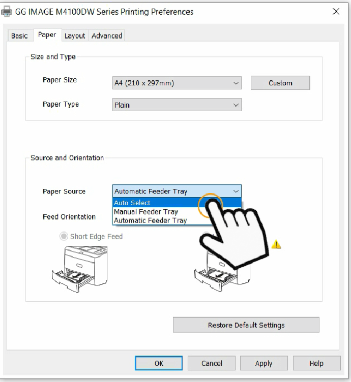 Paper Source>Auto Select