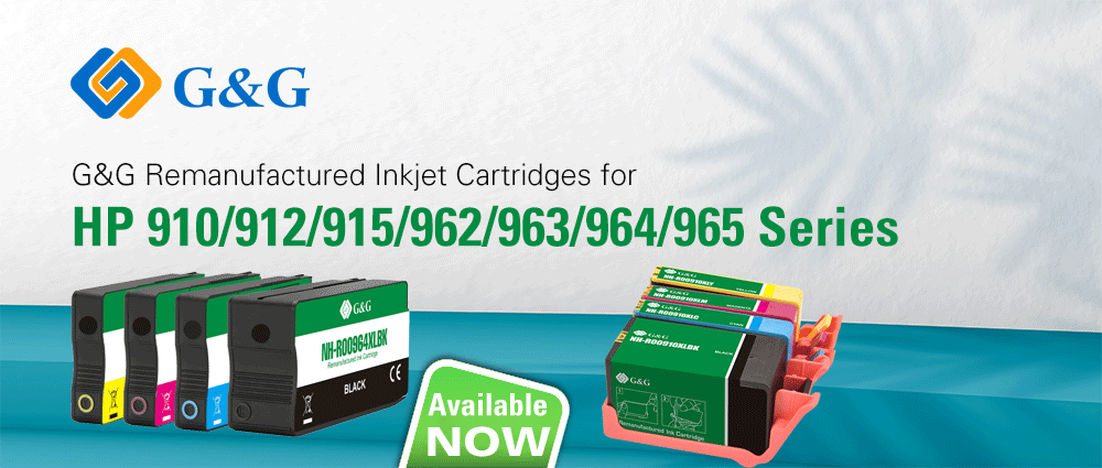 G&G remanufactured ink cartridges matched for HP 910/912/915/962/963/964/965 series are available for ordering.